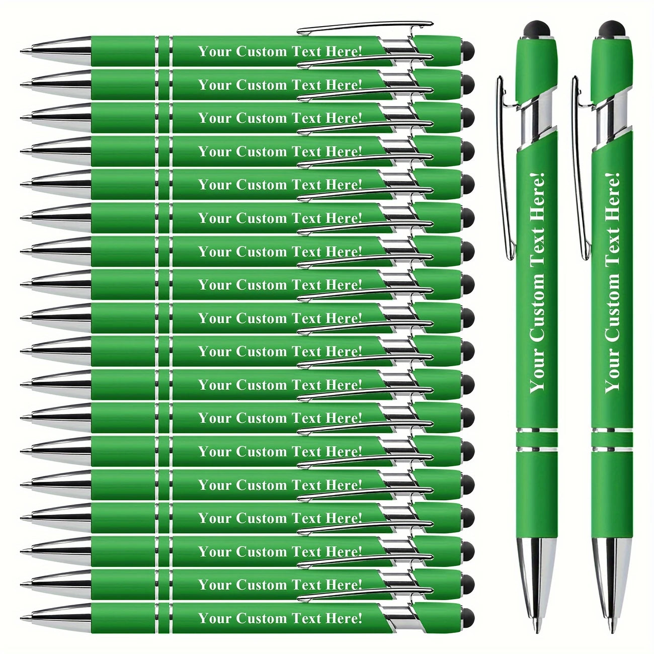 Lot de 20 Stylos Personnalisés avec Texte – Stylo Bille + Stylet Tactile – Idéal Entreprises, Mariages, Événements