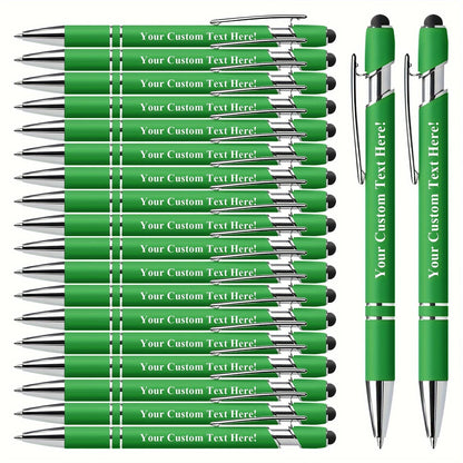 Lot de 20 Stylos Personnalisés avec Texte, coloris Vert