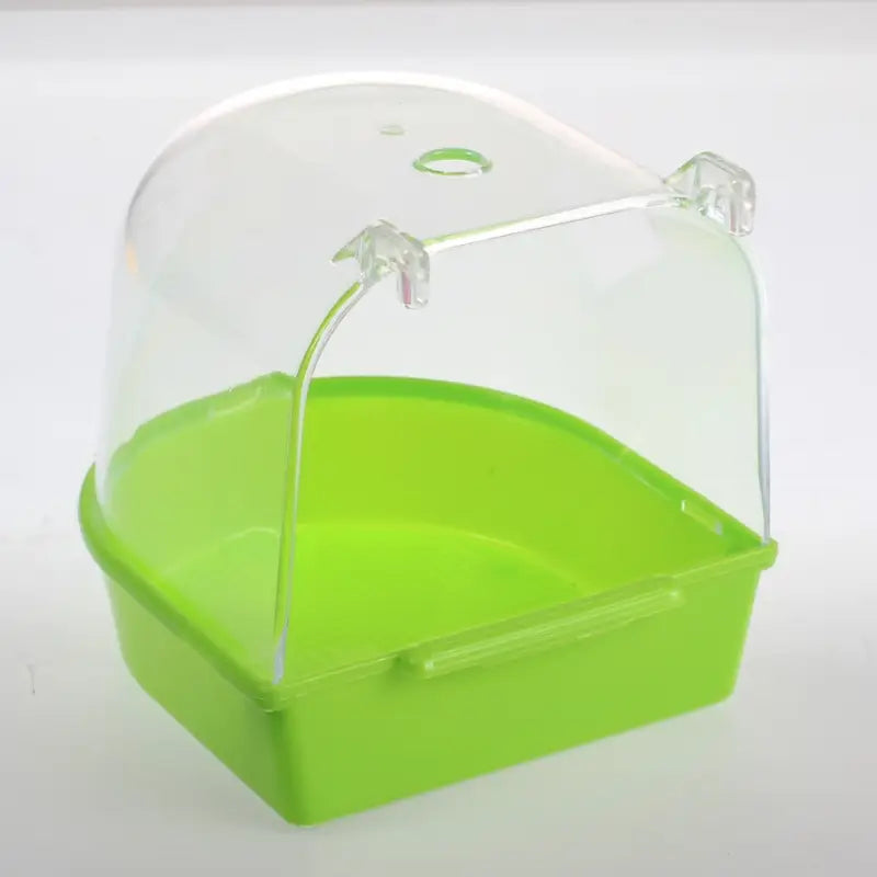 Baignoire Transparente pour Oiseaux en Cage – Bac de Bain Antiprojection 13 cm pour Perruches, Canaris et Petits Oiseaux