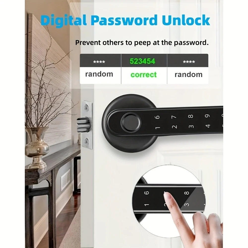 Serrure Connectée 5-en-1 Wi-Fi TUYA – Empreinte Digitale, Code, Carte, Clé & Contrôle Vocal (Alexa/Google)