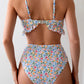 Bikini taille haute à volants – Imprimé fleuri romantique et coupe flatteuse