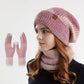 Ensemble Hiver Femme 2/3 Pièces – Bonnet, Tour de Cou et Gants Tactiles Chauds en Laine Tricotée