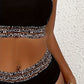 Ensemble Bikini Bandeau Noir à Détails Léopard – Taille Haute Sculptante & Sans Bretelles