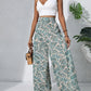 Pantalon fluide imprimé feuilles tropicales – Taille haute et coupe large ultra confortable