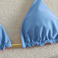 Bikini Brésilien Bleu Lilas à Cordon Torsadé et Pompons – Style Coloré et Sexy pour l’Été