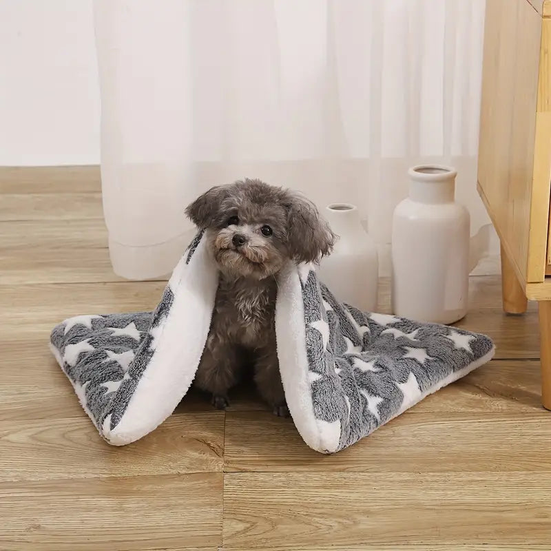 Tapis Douillet pour Animaux – Coussin Moelleux Étoilé pour Chien ou Chat, Lavable et Antidérapant