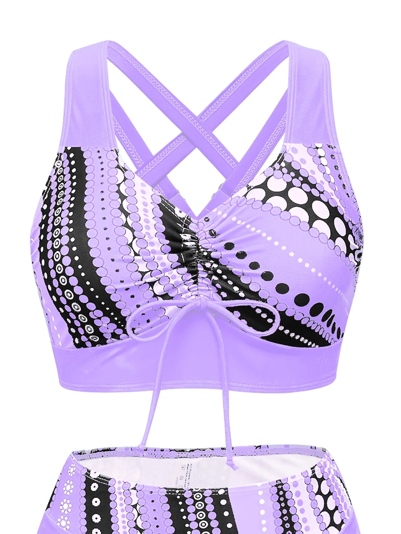 Ensemble de Plage Femme – Maillot de Bain Sportif avec Jupe Paréo et Motif Géométrique Moderne