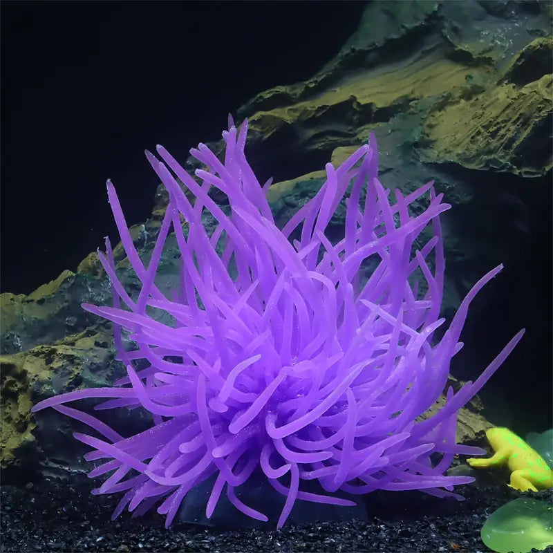 Plante Aquarium Fluorescente en Silicone – Anémone Artificielle Souple pour Décor Aquatique