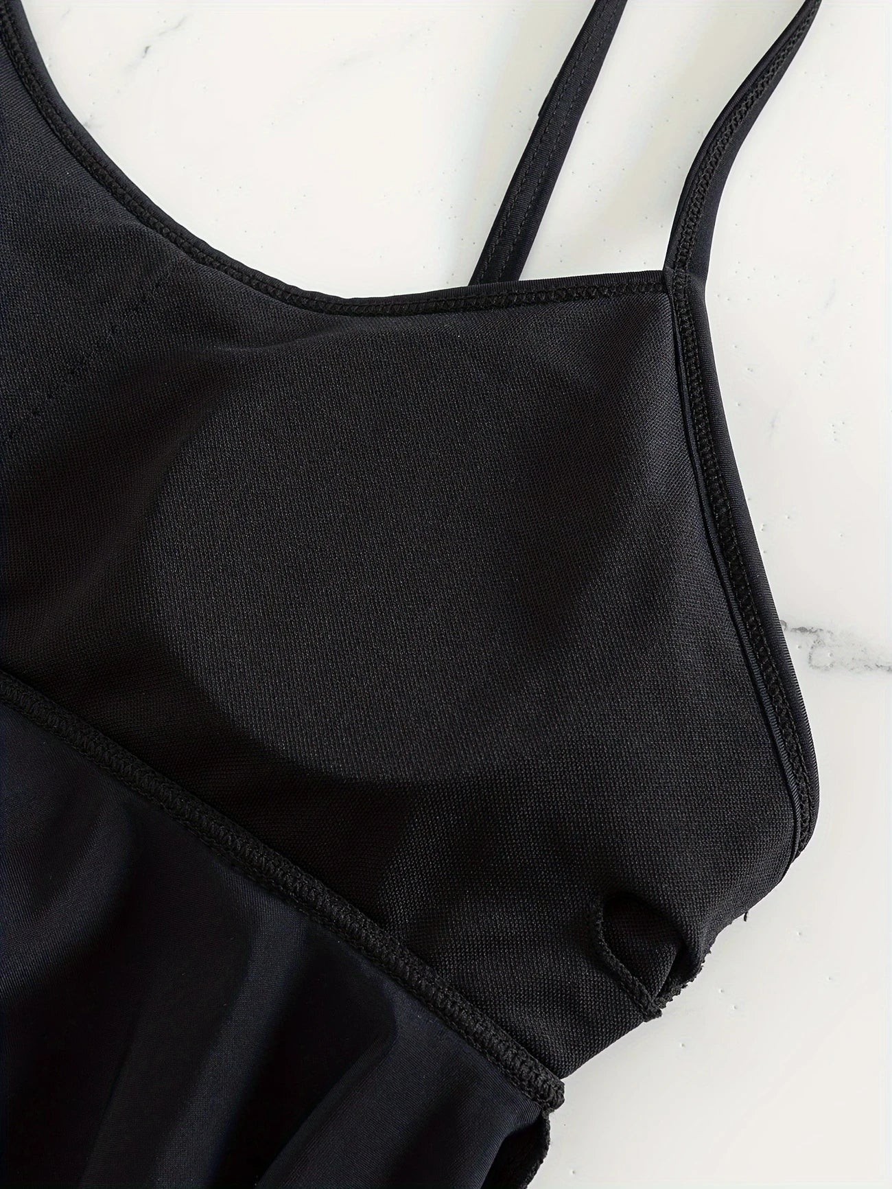 Ensemble de plage noir femme – Bikini à volants et taille haute sculptante