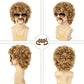 Kit Perruque Homme Disco Années 70 – Afro Bouclé Blond/Noir, Lunettes, Moustache & Collier Doré
