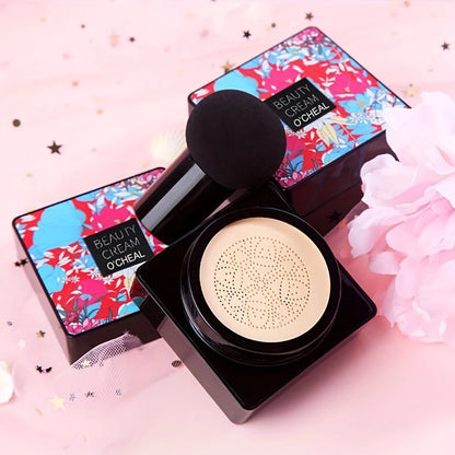 Fond de Teint Cushion Crème O’Cheal – Maquillage Haute Couvrance avec Éponge Tampon Fleur pour Teint Parfait
