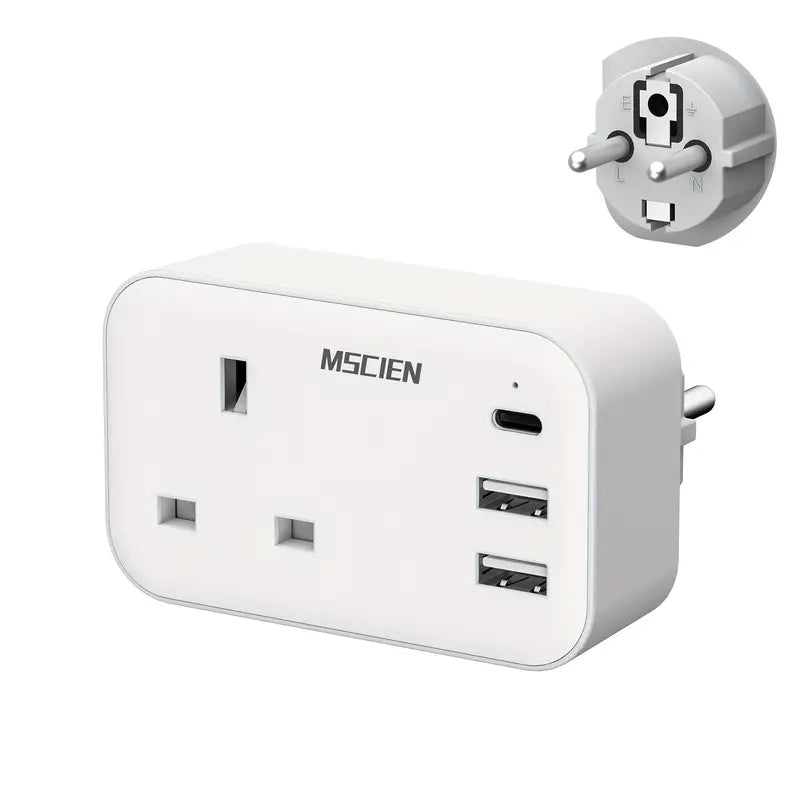 Adaptateur Prise Murale Universel avec 3 USB + 2 Prises Secteur – Chargeur Compact pour Maison et Voyage