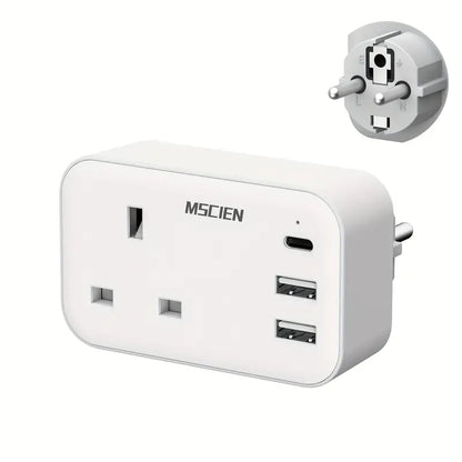 Adaptateur Prise Murale Universel avec 3 USB + 2 Prises Secteur – Chargeur Compact pour Maison et Voyage