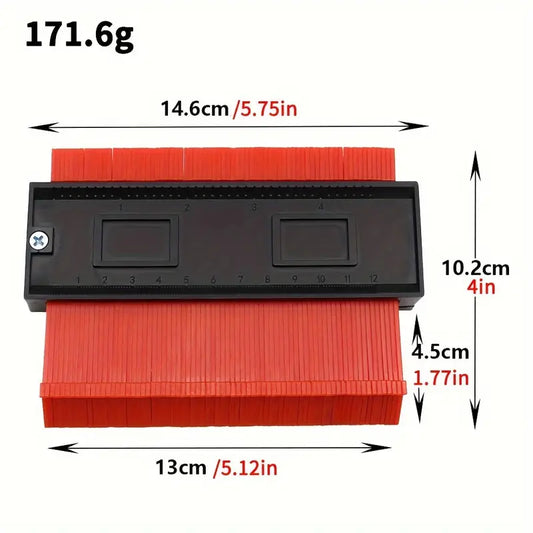 Jauge de contour avec règle intégrée – Outil de profilage précis pour traçage de formes irrégulières et travaux de menuiserie