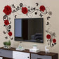 Sticker mural fleurs et papillons – Décoration murale avec roses rouges en relief, pour salon ou chambre