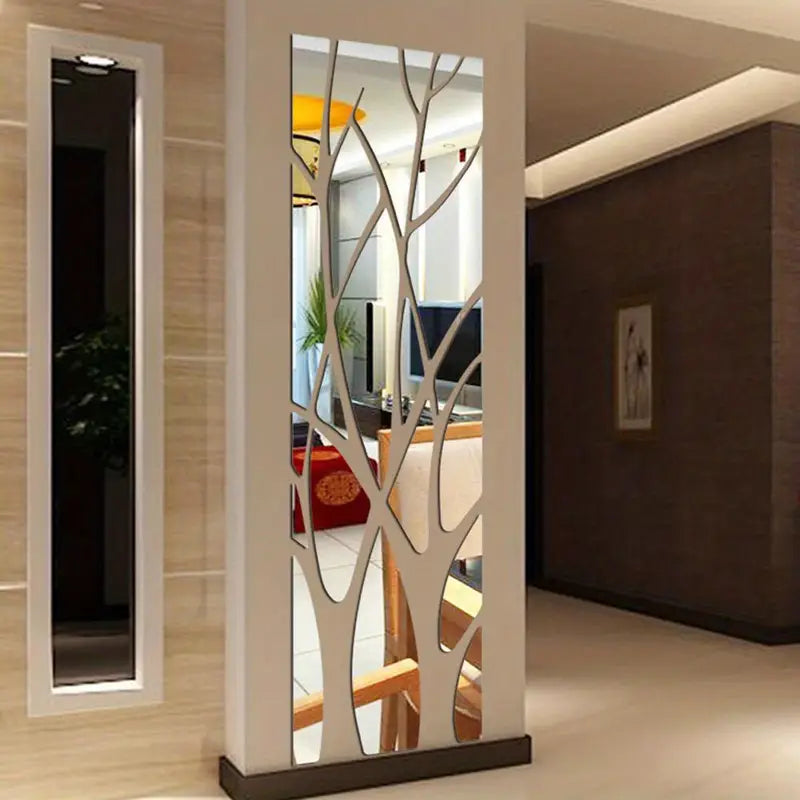Sticker mural design arbre noir – Décoration murale verticale moderne pour salon, entrée ou bureau