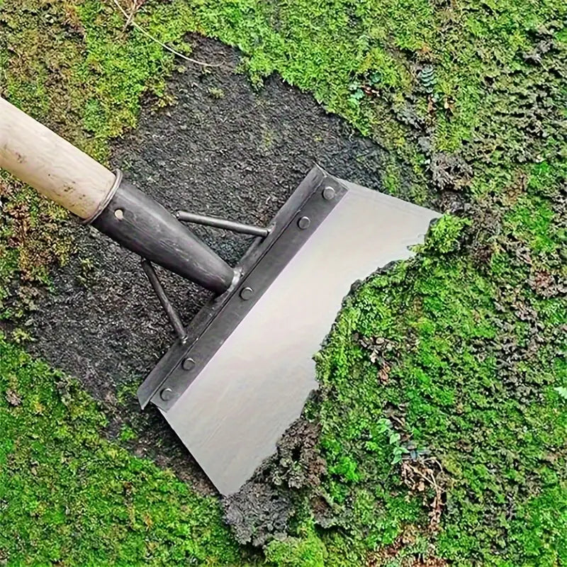 Binette large en acier inoxydable – Outil de désherbage et labourage avec manche bois pour potager et jardin
