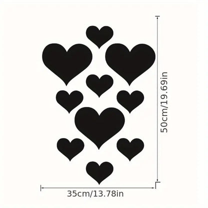 Sticker mural cœurs noirs 50x35 cm – Décoration murale amovible pour chambre, salon ou bureau