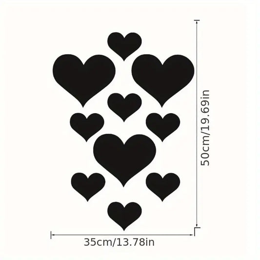 Sticker mural cœurs noirs 50x35 cm – Décoration murale amovible pour chambre, salon ou bureau