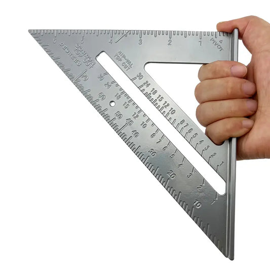 Équerre graduée en aluminium 18 cm – Rapporteur d’angle et règle de menuisier pour traçage précis et coupes d’onglet