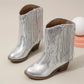Bottes fille argentées à franges et paillettes – Style western chic