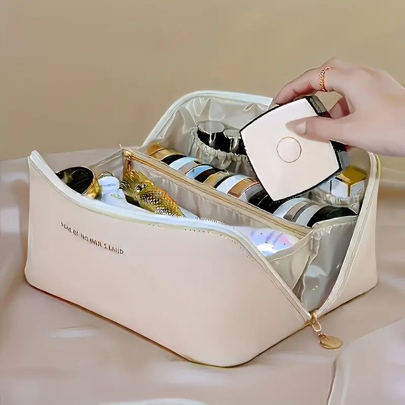 Trousse de Maquillage Grande Capacité – Pochette de Rangement Cosmétique Étanche avec Compartiments Intérieurs