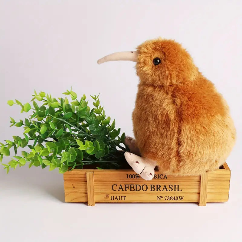 Peluche Kiwi réaliste – Oiseau en peluche douce marron ou blanche, jouet câlin original