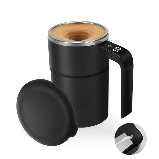 Mousseur à Lait Électrique avec Écran Digital – Chauffe-Lait et Émulsionneur USB, Design Moderne pour Cappuccino, Latte et Chocolat Chaud