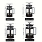 Cafetière à Piston avec Filtre Inox – French Press en Verre et Acier Noir, Idéale pour Café Moulu et Infusion de Thé