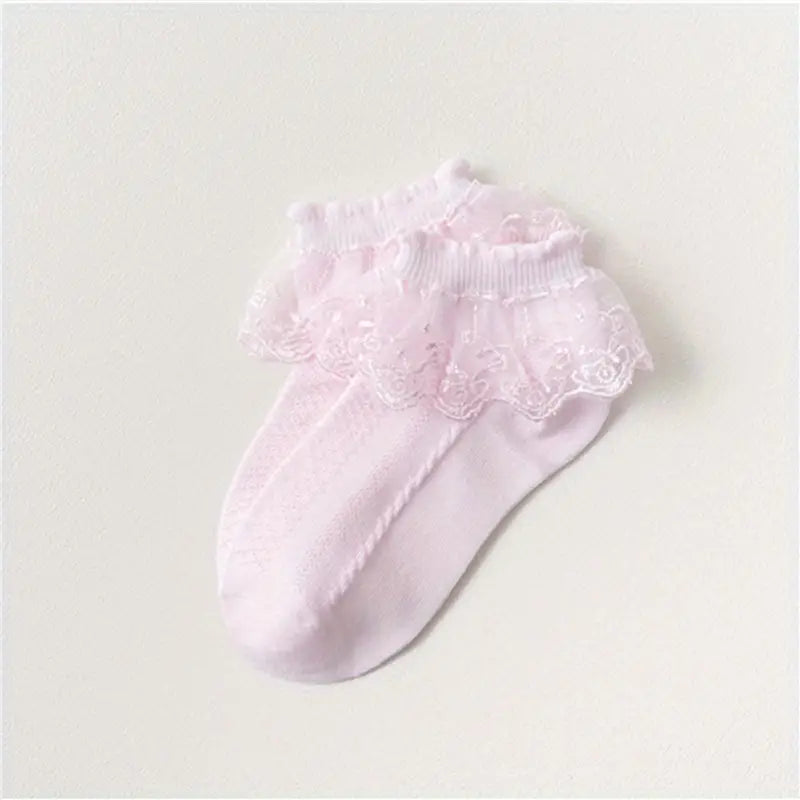 Chaussettes Fille en Dentelle Rose – Chaussettes Enfant Élégantes et Confortables