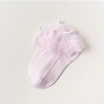 Chaussettes Fille en Dentelle Rose – Chaussettes Enfant Élégantes et Confortables