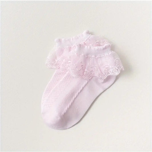 Chaussettes Fille en Dentelle Rose – Chaussettes Enfant Élégantes et Confortables