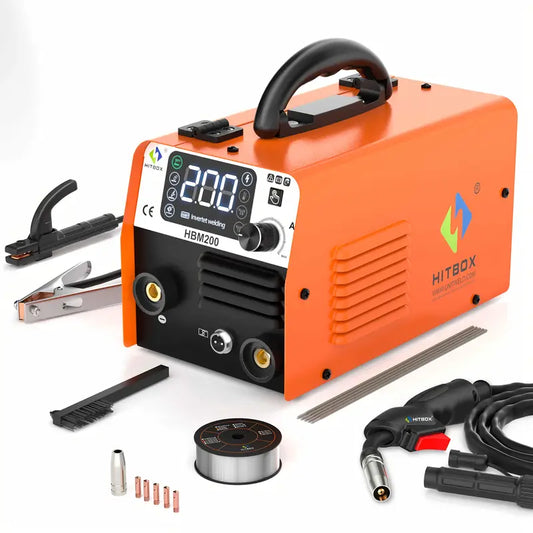Poste à Souder Inverter MIG/MMA 200A HITBOX – Outils et Équipement de Soudure Portable avec Accessoires Complets