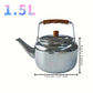 Théière en Inox avec Poignée Bois – Bouilloire Traditionnelle pour Café ou Thé – Compatible Tous Feux