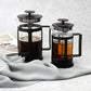 Cafetière à Piston avec Filtre Inox – French Press en Verre et Acier Noir, Idéale pour Café Moulu et Infusion de Thé