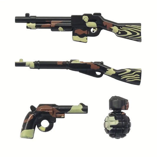 Set d’Armes Jouets Camouflage Militaire – Fusils, Pistolets et Grenade pour Jeux de Guerre et Accessoires de Figurines