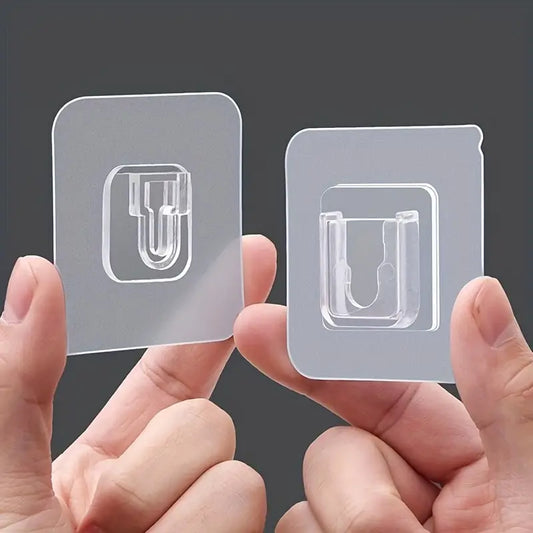 Crochets Muraux Transparente Autocollants – Fixation Sans Perçage, Réutilisables et Ultra-Résistants pour Salle de Bain et Cuisine