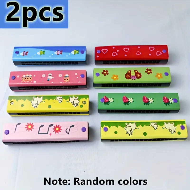 Harmonica Coloré pour Enfants – Instrument de Musique Éducatif en Bois avec Motifs Ludiques