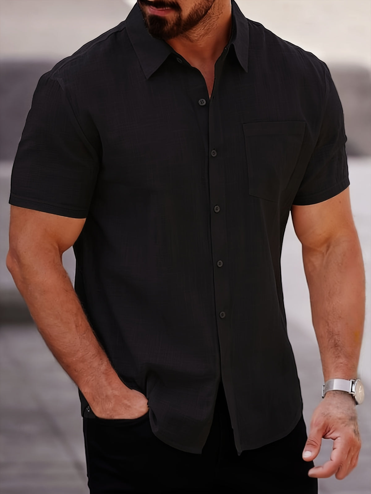 Chemise Homme à Manches Courtes de Couleur Unie