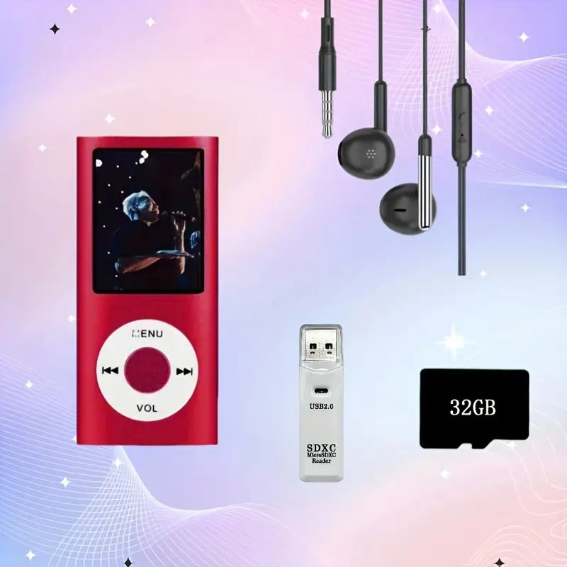 Lecteur MP3 Portable avec Écouteurs Filaire + Carte Mémoire  et Adaptateur USB – Musique Haute Qualité