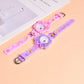 Montre Enfant Papillon Rose et Violet – Bracelet Silicone Coloré avec Motifs Fleurs et Abeilles