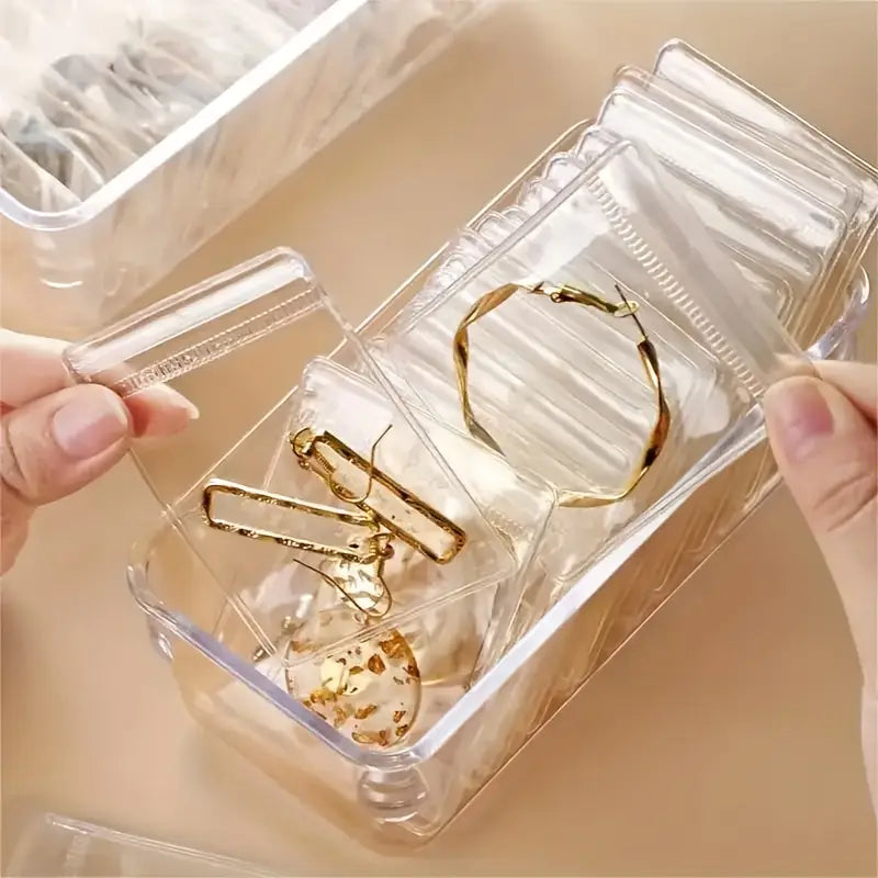 Boîte de Rangement Transparente avec Pochettes Individuelles – Idéale pour Bijoux, Perles et Accessoires