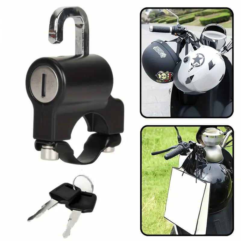 Antivol Moto avec Support Casque – Serrure Universelle Guidon avec Clés pour Scooter et Sports Motorisés