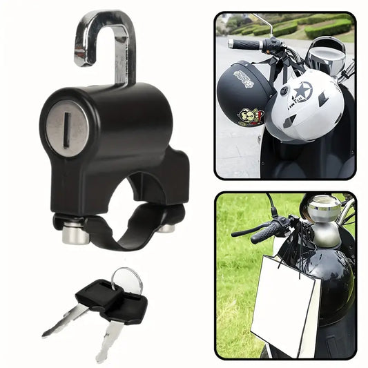 Antivol Moto avec Support Casque – Serrure Universelle Guidon avec Clés pour Scooter et Sports Motorisés