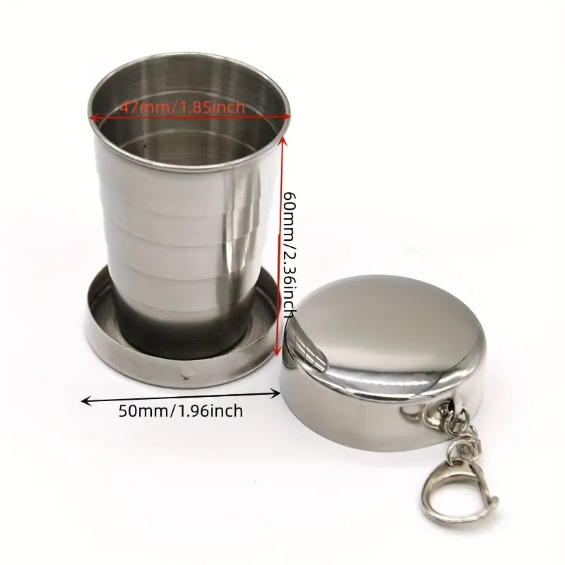 Gobelet pliable en acier inoxydable avec porte-clés – Tasse de voyage compacte pour Camping et Randonnée