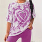 Chemise fille tie-dye violet avec motif cœur – t-shirt tendance et confortable