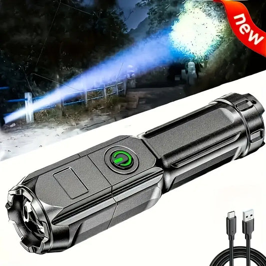 Lampe Torche LED Ultra Puissante Rechargeable USB – Éclairage Longue Portée Étanche pour Camping et Randonnée