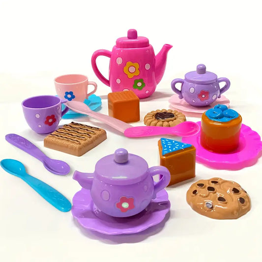 Set de Dinette Jouet pour Bébé – Service à Thé avec Tasses, Assiettes et Gâteaux Colorés