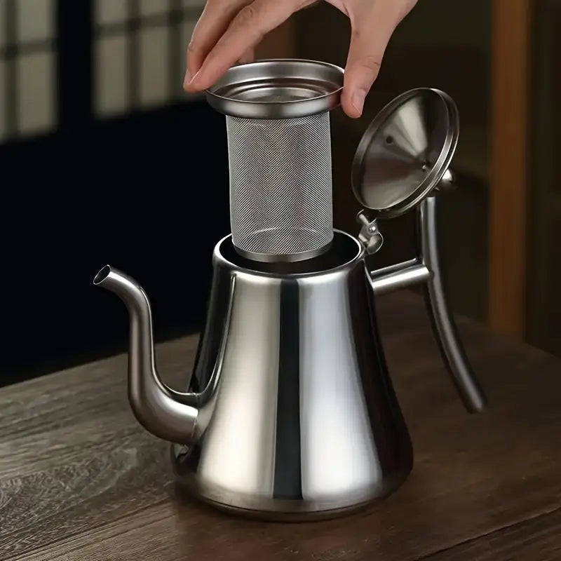 Bouilloire Col de Cygne en Inox Doré – Design Élégant pour Café Filtre et Infusion, Versement Précis et Contrôle de la Température