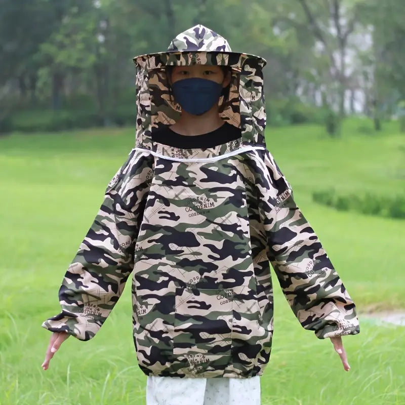 Veste anti-insectes camouflage avec voile protecteur – Répulsif antiparasitaire idéal pour plein air et jardin